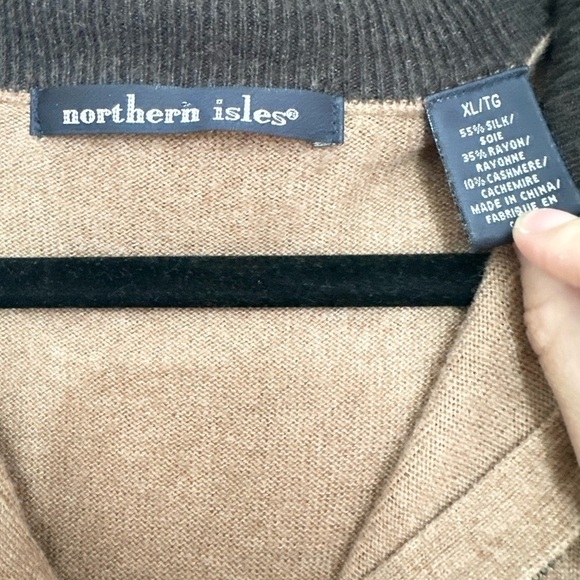 Northern Isles Size XL Large Men's Cashmere Blend 1/4 Zip Pullover Sweater LS - Picture 2 of 3